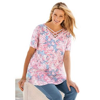 Woman Within Plus Size Criss Cross Tee