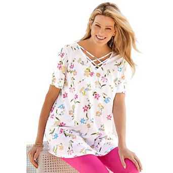 Woman Within Plus Size Criss Cross Tee