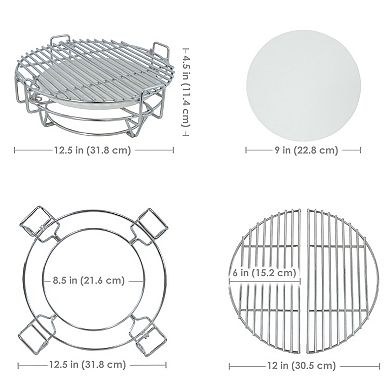 Sunnydaze Half Moon Cooking Grate System for Kamado Egg Grill