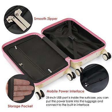Merax Hard Shell Luggage with Spinner Wheels, 20, 24, 28inch with USB Port