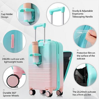 Merax Hard Shell Luggage with Spinner Wheels, 20, 24, 28inch with USB Port