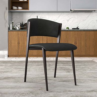 Leather Dining Chairs with Iron Legs and Open-Back Design Aspen Series Set of 2