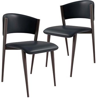 Leather Dining Chairs with Iron Legs and Open-Back Design Aspen Series Set of 2