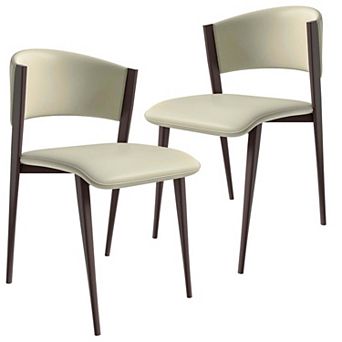 Leather Dining Chairs with Iron Legs and Open-Back Design Aspen Series Set of 2