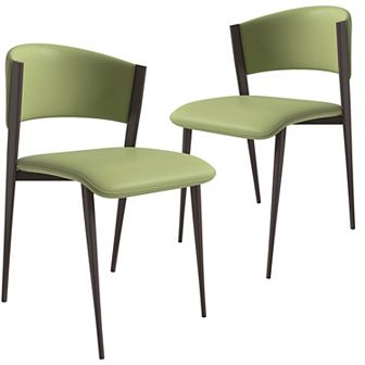 Leather Dining Chairs with Iron Legs and Open-Back Design Aspen Series Set of 2