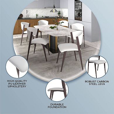 Leather Dining Chairs with Iron Legs and Open-Back Design Aspen Series Set of 4