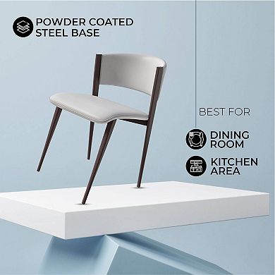 Leather Dining Chairs with Iron Legs and Open-Back Design Aspen Series Set of 4