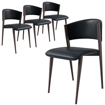 Leather Dining Chairs with Iron Legs and Open-Back Design Aspen Series Set of 4