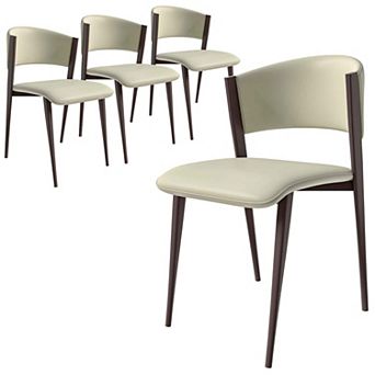 Leather Dining Chairs with Iron Legs and Open-Back Design Aspen Series Set of 4
