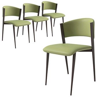 Leather Dining Chairs with Iron Legs and Open-Back Design Aspen Series Set of 4