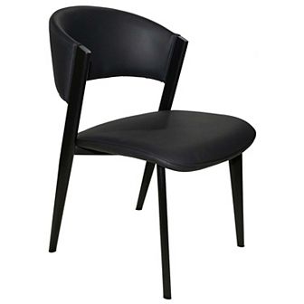LeisureMod Aspen Leather Dining Chair with Curved Open Back and Waterfall Edge Seat
