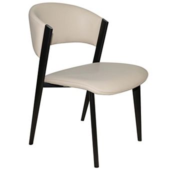 LeisureMod Aspen Leather Dining Chair with Curved Open Back and Waterfall Edge Seat