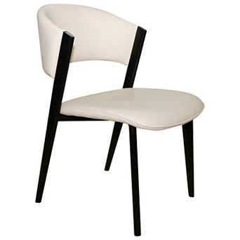 LeisureMod Aspen Leather Dining Chair with Curved Open Back and Waterfall Edge Seat