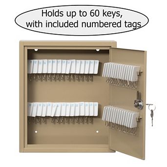 Basicwise 60-Key Security Steel Cabinet with Numbered Tags and Key Lock