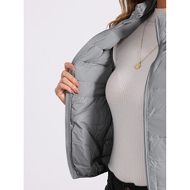 Sleeveless Puffer Vest for Women's Stand Collar Zip-Up Quilted Vests