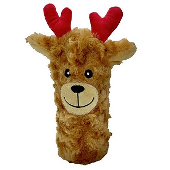 Pet Lou Christmas Squeaky Reindeer Bottle Dog Toy - 8"