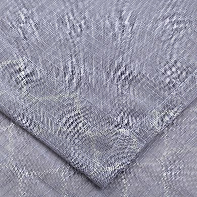 Kate Aurora 2 Piece Silver Sparkly Semi Sheer Trellis Quatrefoil Grommet Top Window Curtain Panels