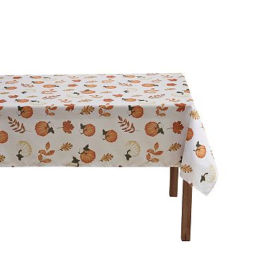 Kate Aurora Autumn Leaves Fall Harvest Pumpkins and Leaves Thanksgiving Fabric Tablecloth