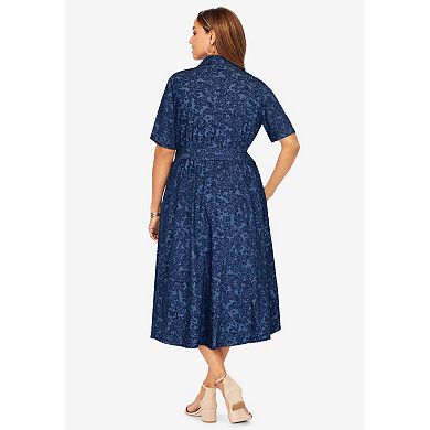 Jessica London Women's Plus Size Soft Denim Shirtdress