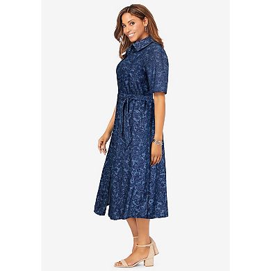 Jessica London Women's Plus Size Soft Denim Shirtdress
