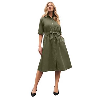 Jessica London Women's Plus Size Soft Denim Shirtdress