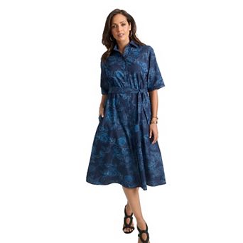 Jessica London Women's Plus Size Soft Denim Shirtdress
