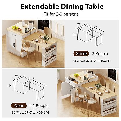 Merax Kitchen Island with Extendable Dining Table