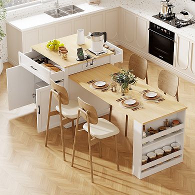 Merax Kitchen Island with Extendable Dining Table