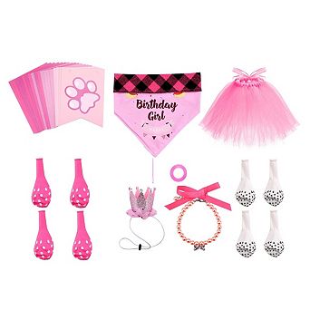 Cute Dog Birthday Outfit Set Princess Puppy Tutu Skirt With Pink Crown