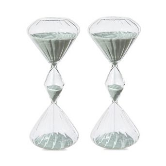 Glitzhome Set of 2 Geometric Tri-Layer Hourglasses with Grey Sand, 60-Minute Sand Timers