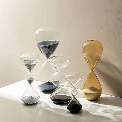 Glitzhome Set of 2 Geometric Tri-Layer Hourglasses with Grey Sand, 60-Minute Sand Timers