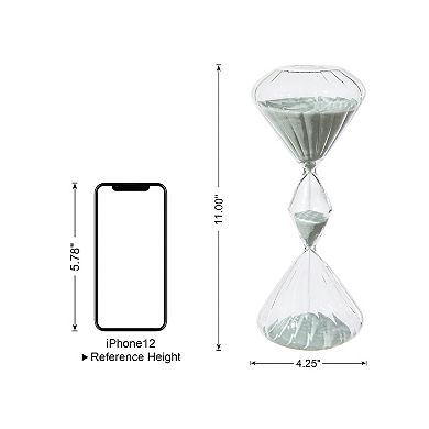 Glitzhome Set of 2 Geometric Tri-Layer Hourglasses with Grey Sand, 60-Minute Sand Timers