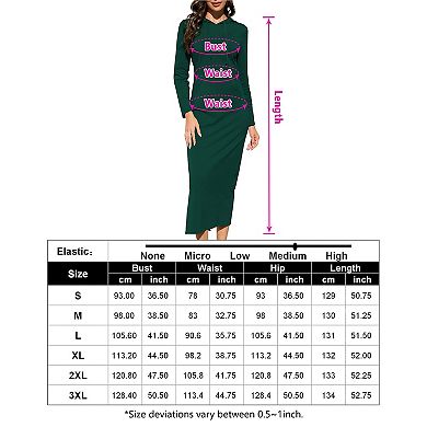 Women's Long Sleeve Side Slit Pullover Maxi Hoodie Dress Slim Sweatshirt Long Dresses with Pockets