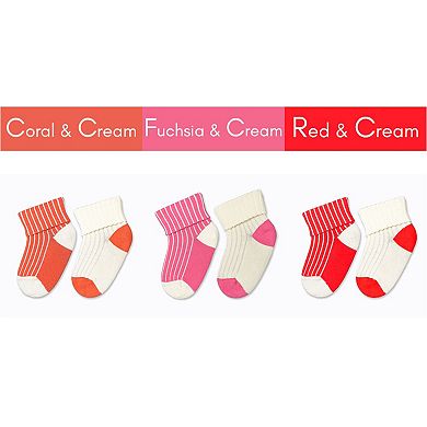 Toddler Combed Cotton Ribbed Turn Cuff 2-Pack Socks