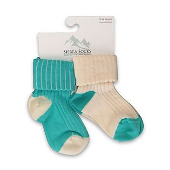 Toddler Combed Cotton Ribbed Turn Cuff 2-Pack Socks