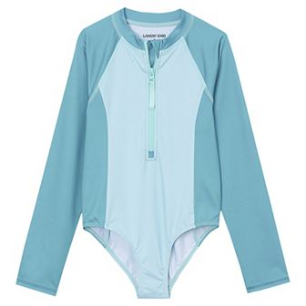 Girls 2-16 Lands' End Long Sleeve One-Piece Half Zip Swimsuit