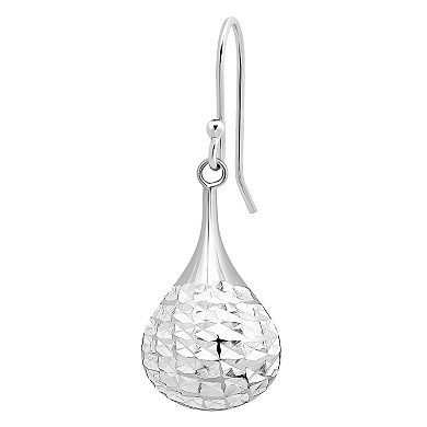 Aleure Precioso Gold Over Sterling Silver Textured Puff Teardrop Drop Earrings