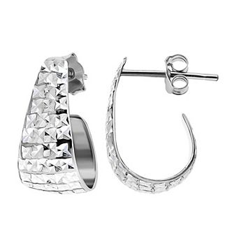 Aleure Precioso Sterling Silver Curved 14 mm Posted Earrings