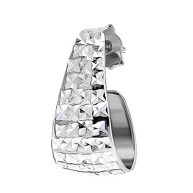 Aleure Precioso Sterling Silver Curved 14 mm Posted Earrings