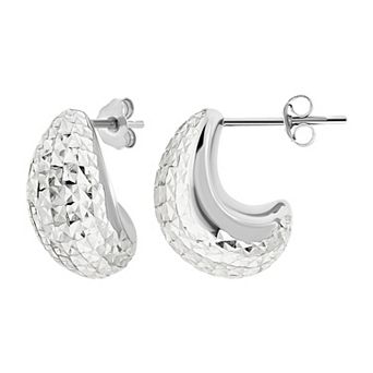 Aleure Precioso Sterling Silver Curved 16 mm Posted Earrings