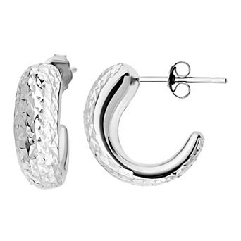 Aleure Precioso Sterling Silver 17 mm Half Hoop Posted Earrings