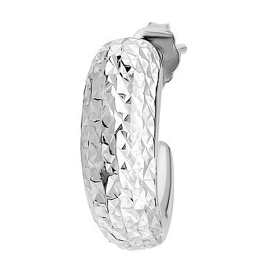 Aleure Precioso Sterling Silver 17 mm Half Hoop Posted Earrings