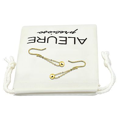 Aleure Precioso 18k Gold Over Sterling Silver Chain Beaded Drop Earrings