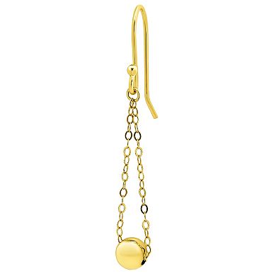 Aleure Precioso 18k Gold Over Sterling Silver Chain Beaded Drop Earrings
