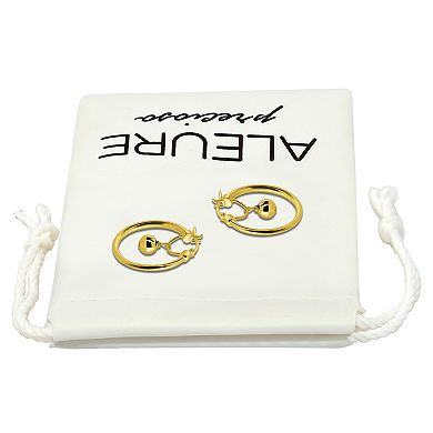 Aleure Precioso 18k Gold Over Sterling Silver Click-On Nickel Free Hoop Earrings