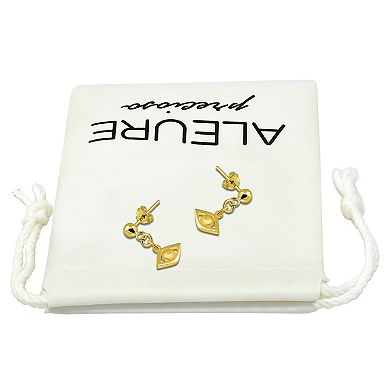 Aleure Precioso Gold Over Sterling Silver Evil Eye Drop Charm Earrings