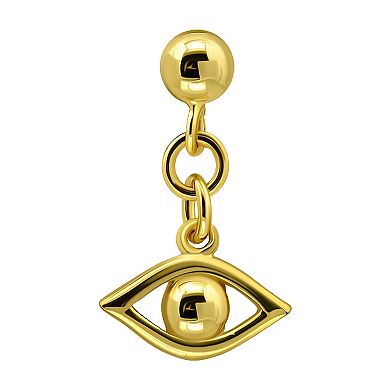 Aleure Precioso Gold Over Sterling Silver Evil Eye Drop Charm Earrings