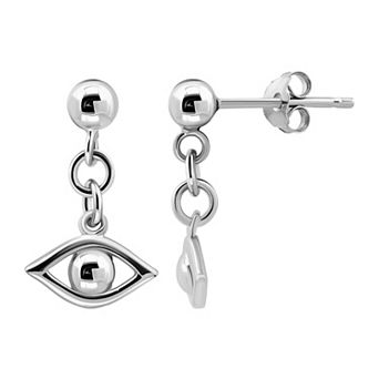 Aleure Precioso Gold Over Sterling Silver Evil Eye Drop Charm Earrings