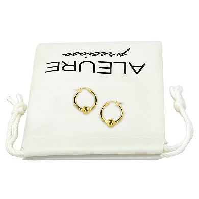 Aleure Precioso Sterling Silver 1.5 x 12 mm Bead Hoop Earrings