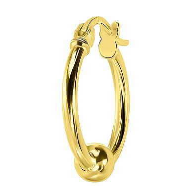 Aleure Precioso Sterling Silver 1.5 x 12 mm Bead Hoop Earrings